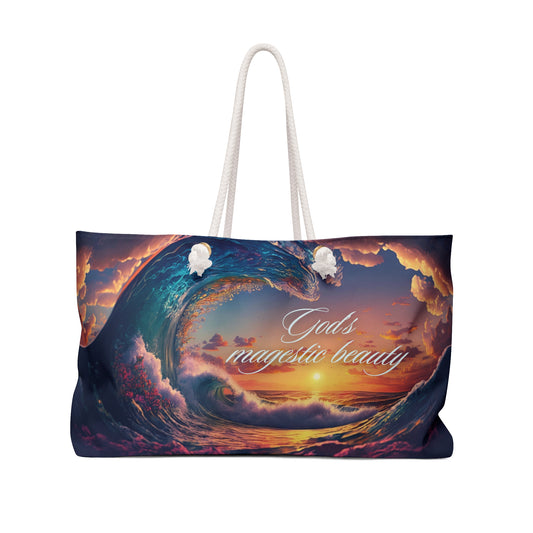 God’s Majestic Beauty Weekender Bag — Sunset Ocean Wave Travel Tote