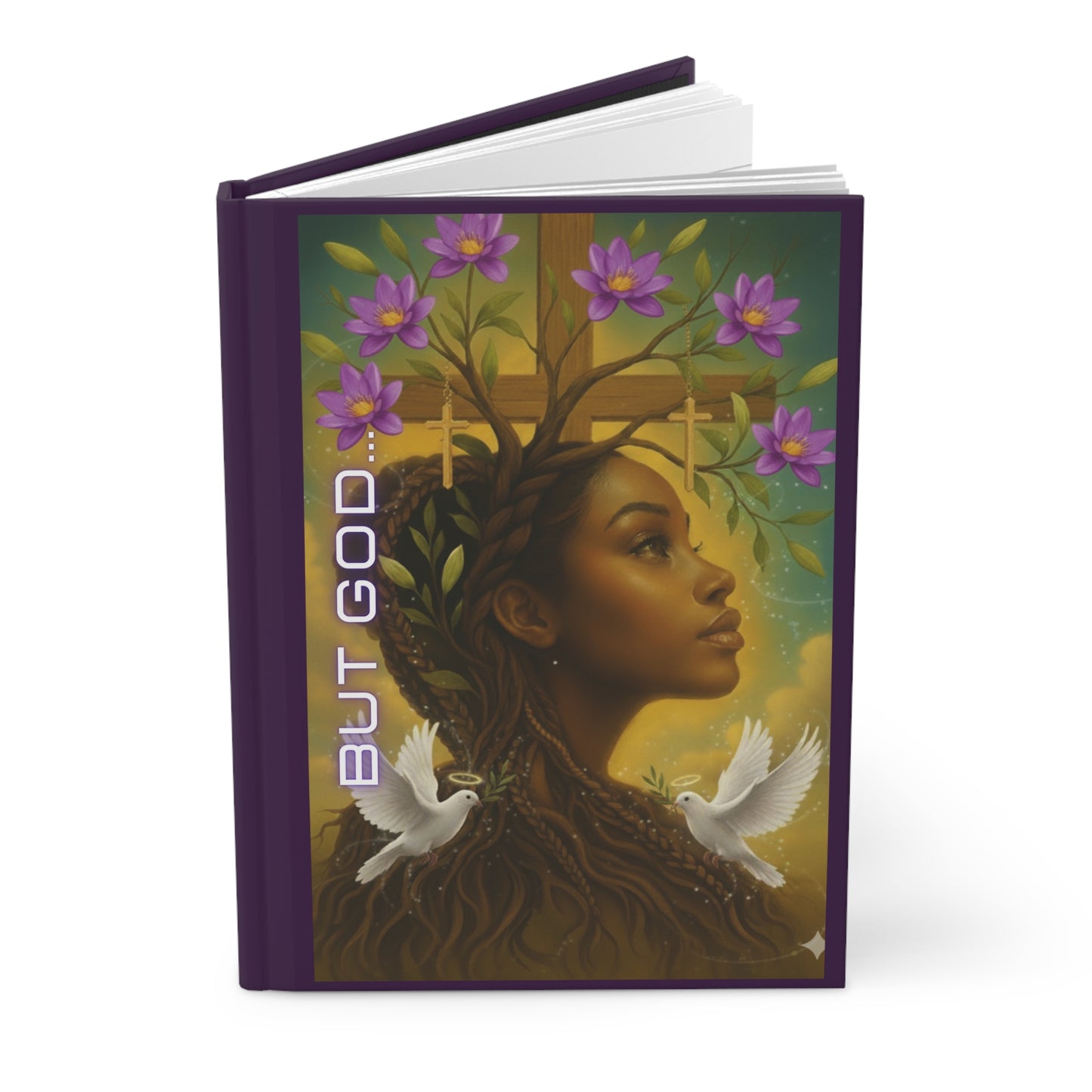 Hardcover Journal — “But God” Inspirational Christian Journal with Cross, Dove & Floral Art