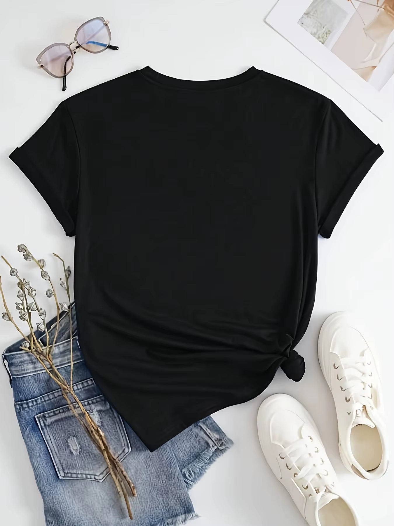 Women'S Summer GOD GOD ME Letter Print Oversized Loose Casual round Neck Short Sleeved T-Shirt Top