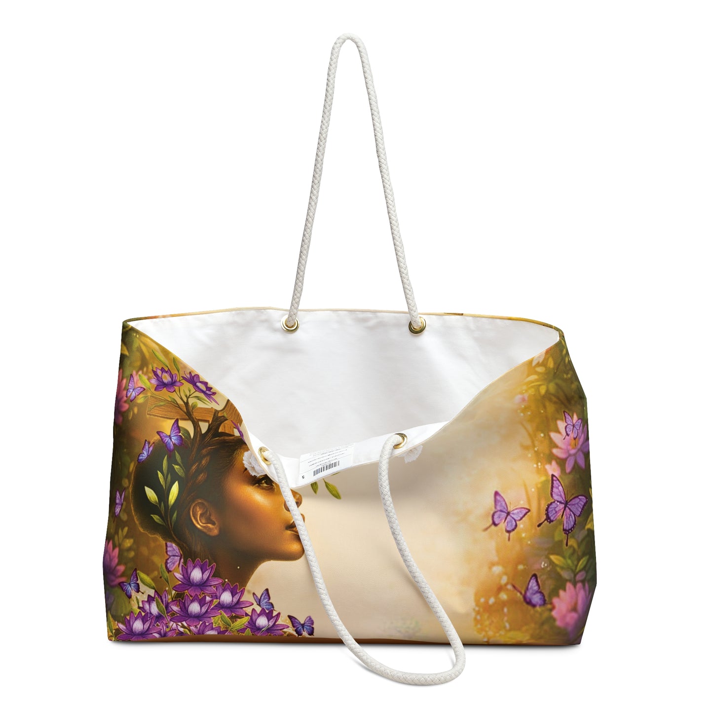 Floral Goddess Weekender Bag — Purple Butterfly Travel Tote