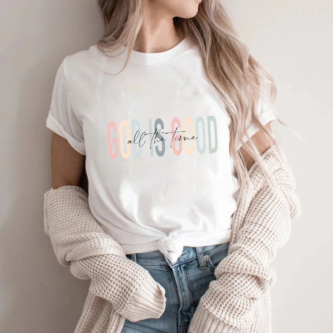 God Is Good All The Time Print Graphic Streetwear Fashion T-Shirts Harajuku Clothes Short Sleeve Summer Tee Casual Female Tops