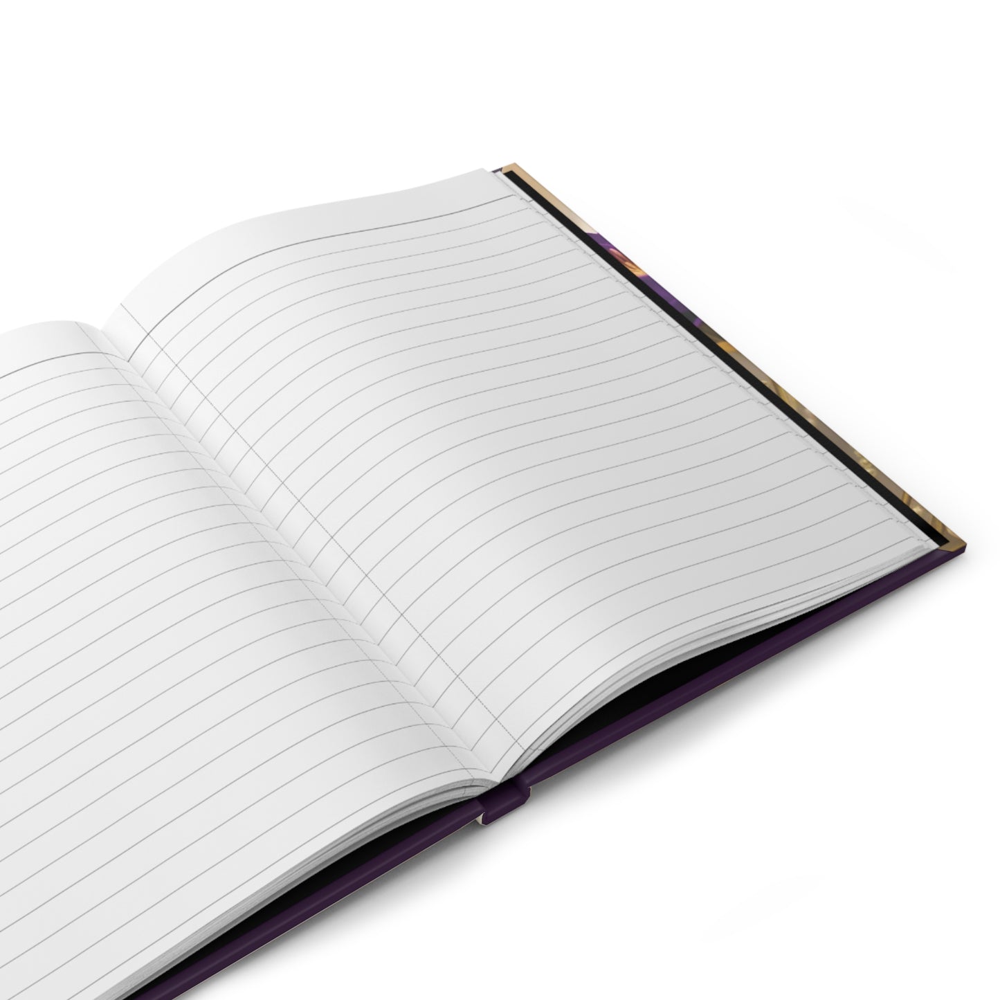 Hardcover Journal — Elegant Purple Lotus with Gold Ribbon & Pearls