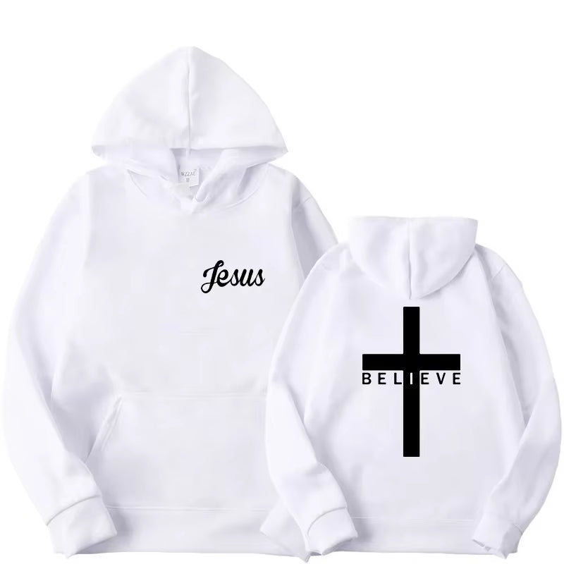 Men'S Believe Cross Jesus Printed Hoodies Man Design Drawstring Hoodie Tops Harajuku Spring Autumn Hooded Streetwear Sportwear